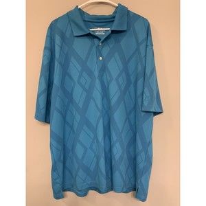 2XL PGA Tour Golf Men's Polo Shirt Short Sleeve Blue Teal Size XXL Diamond Print